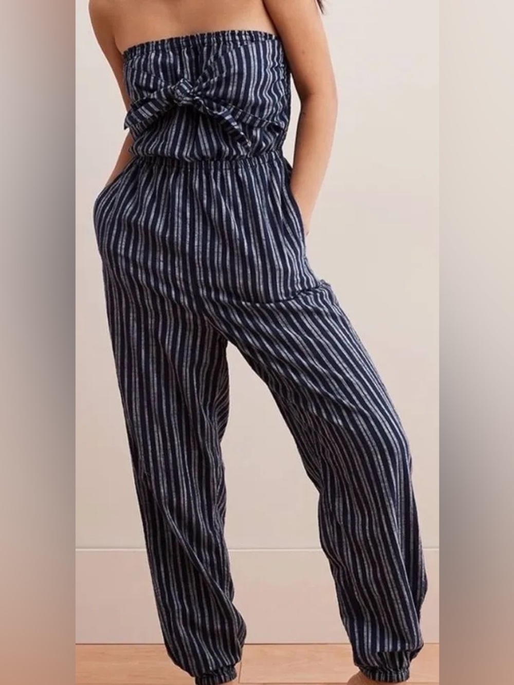 Striped Navy Blue Jumpsuit